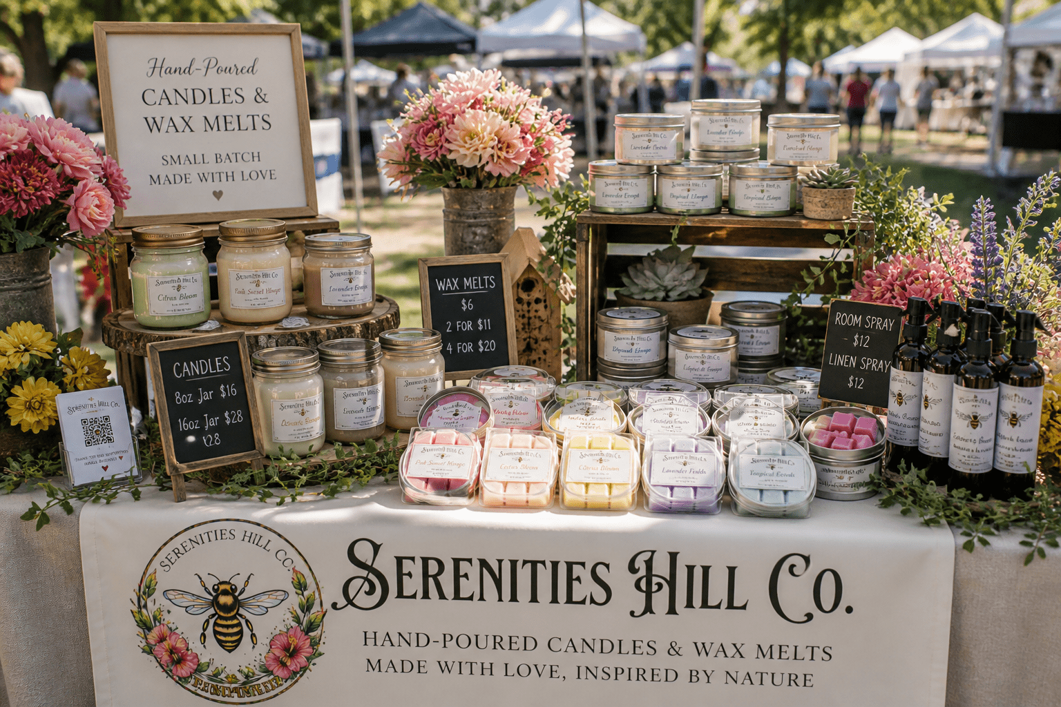 Serenities Hill Co handcrafted candles and wax melts