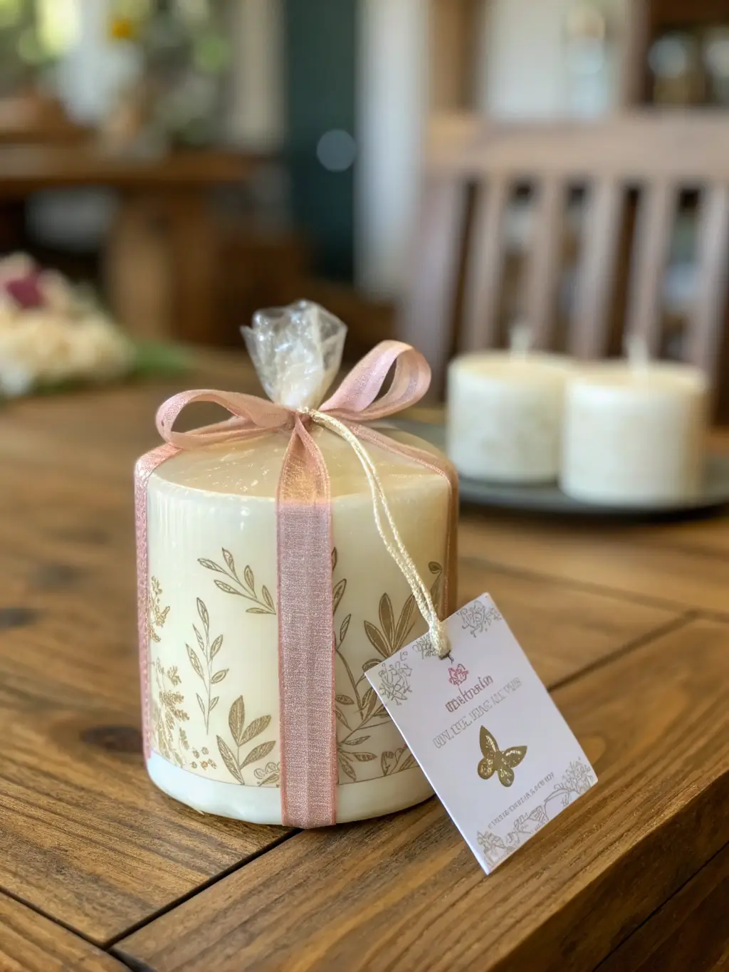 A beautifully wrapped Serenities Hill Co candle, ready to be gifted, highlighting its gift-ready experience.